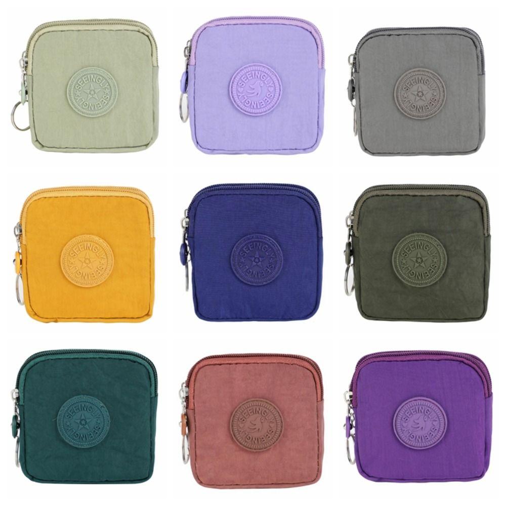 Waterproof Short Zipper Coin Purse Nylon Simple Storage Bag Portable Double-layer Wallet  Outdoor
