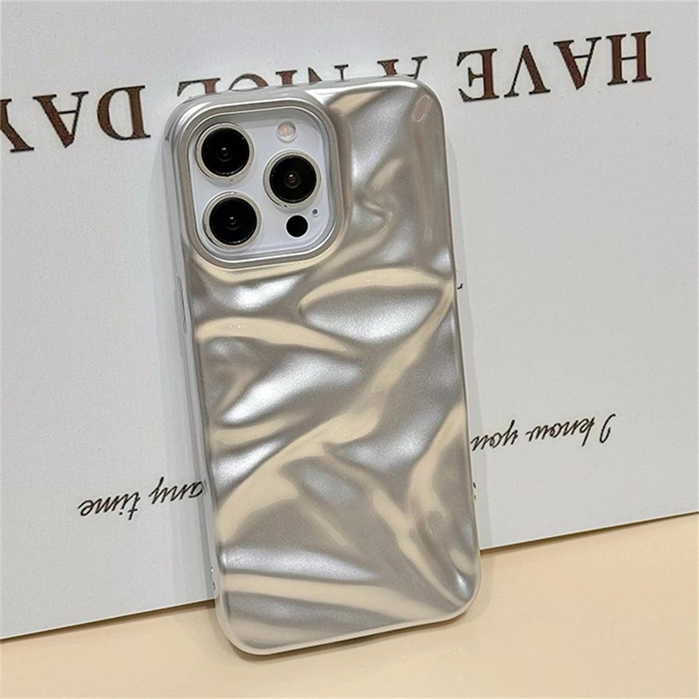 INS Стильный однотонный 3D чехол для телефона с эффектом водной ряби для iPhone 15 14 13 Pro Max, противоударный бампер