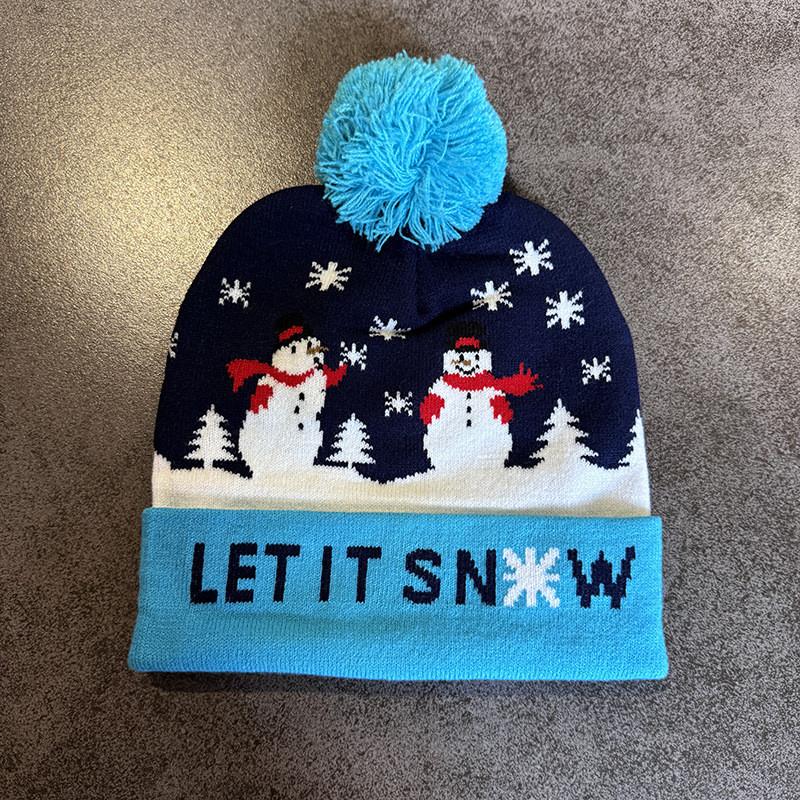 Милый лось снеговик Санта Клаус узор Рождественская тема Теплая вязаная шапка для взрослых Теплая зимняя праздничная мода