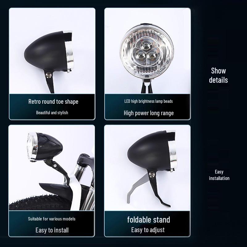 Перезаряжаемый от USB ретро 3-светодиодный передний фонарь для горного велосипеда