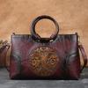 High Quality Leather Women Bag Retro Handmade Embossed Shoulder Bags Large Capacity Female Messenger Bag