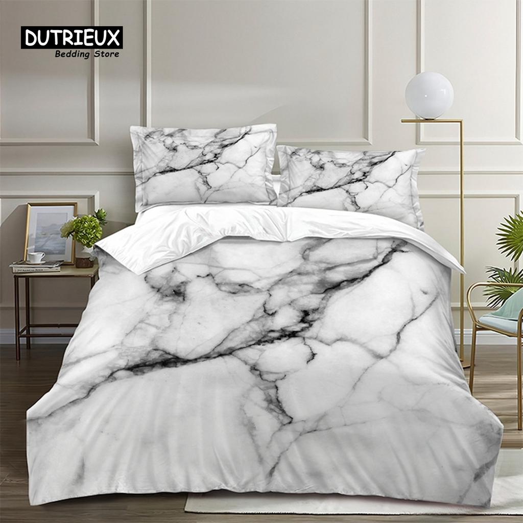 Colorful Marble Duvet Cover Abstract Geometric Bedding Set King Queen For Adults Kids Bedroom Decor Microfiber Comforter Cover
