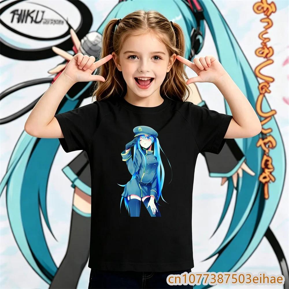 Summer Hatsune Miku Y2K Retro Tee Loose Printed Short Sleeve Shirt Kids Unisex Sportswear Cute Casual Outfit For Boys Girls