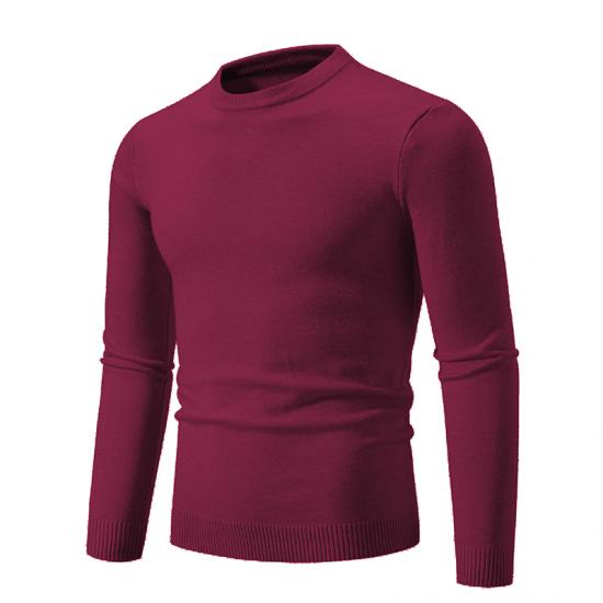 Autumn Men Thin Solid Color Elastic Slim Fit Pullover Sweater Basic Inner Layer Lightweight Warm Casual Knitwear Top for Male