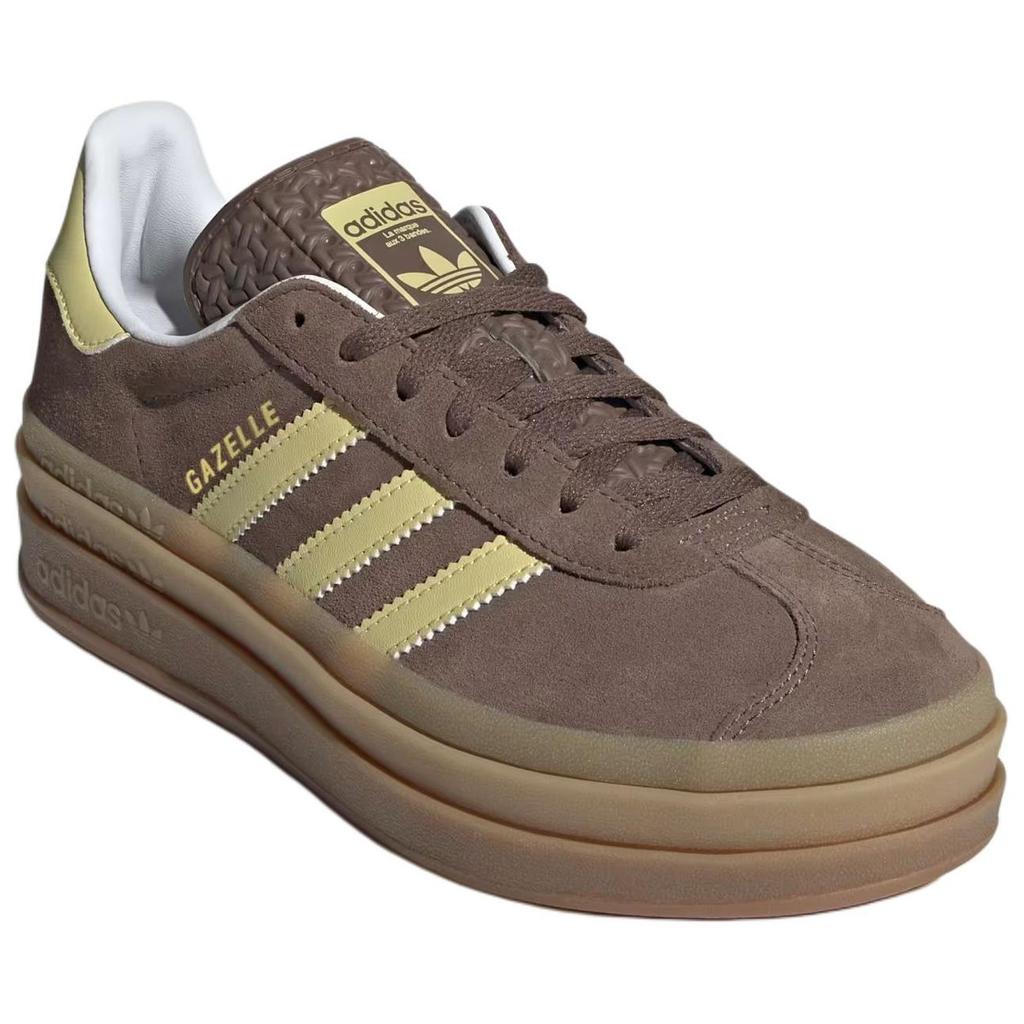 Adidas Gazelle Bold Earth Strata Powder Yellow женские кроссовки коричневые облачно-белые JI2697