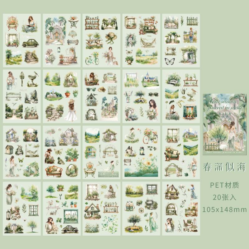 Книга наклеек Пейзаж Декоративная наклейка Пленка Печать Впечатление Для DIY Дневник Планировщик Скрапбукинг Альбом Школьные принадлежности Канцелярские товары