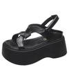 Fashion Summer Women Sandals Beach Flip-Flops Ladies Chunky Leather Shoes Wedge Heels Outside Sandals Woman High Platform Slippers 8CM