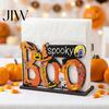 Decorative Napkin Organizer Halloween Wooden Holder, Cute Pastel Pumpkin Ghost Black Cat Tabletop Tissue Dispenser, Waterproof Holder