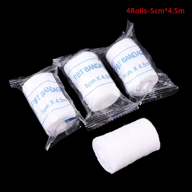 4 хлопчатобумажных эластичных бинта для неотложной медицинской помощи.