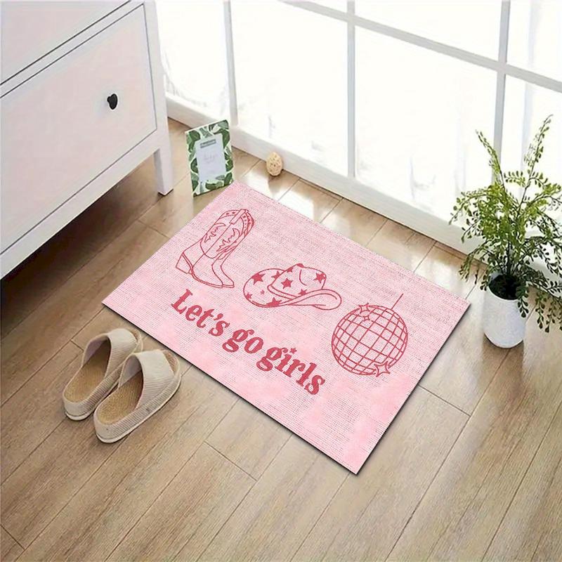 Let's Go Girls' Printed Door Mat Entrance Non slip Floor Mat Cowboy Hat Boots Disco Pattern Carpet Home Decoration