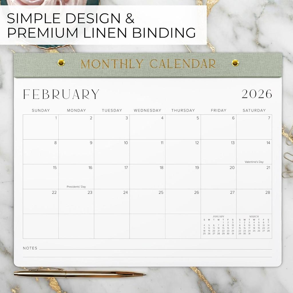 Aesthetic 2026-2027 Desk Calendar - Runs From January 2026 Until July 2027 - Minimalistic Office Desktop/Wall Calendar 14.5"x11.5" for Easy