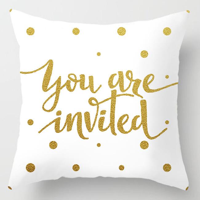 45*45cm Home Sofa Pillow Cover Home Decor Geometric Series Peach Leather Pillow Cover Luxury Gold Decorative Cushion Cover