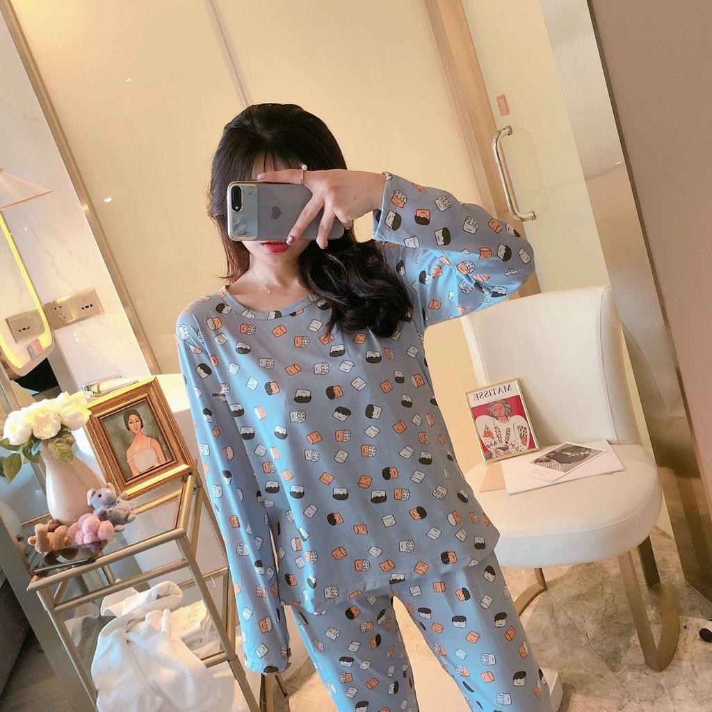Женский мультяшный пижамный комплект - Рубашка с длинным рукавом и брюки, Домашняя одежда для маленьких студенток на весну и осень