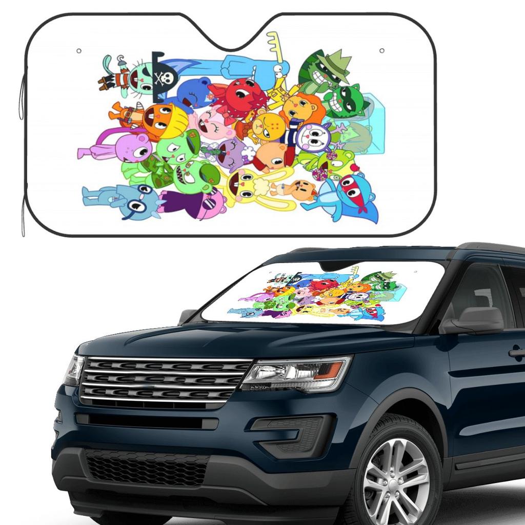 Happy Tree Friends All Characters Sunshade Windscreen Car Front Windshield Window Sun Visor Accessories Covers