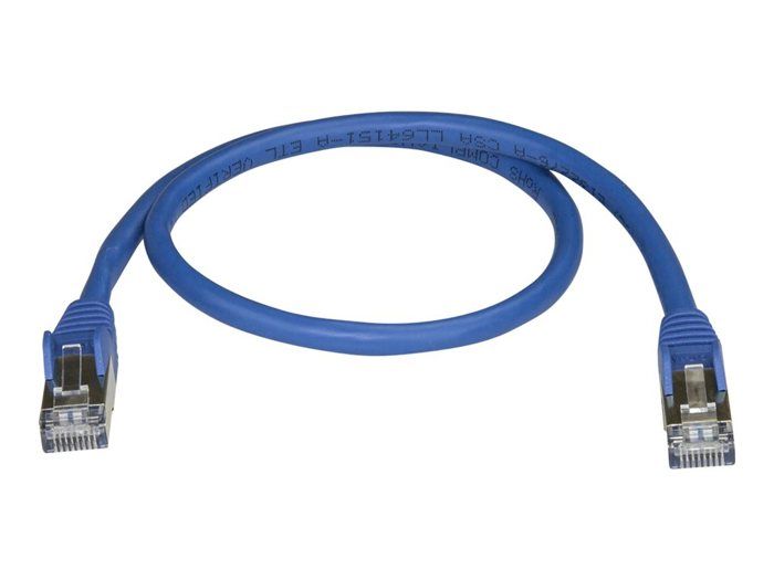 Câble Réseau Cat6a STP Blindé Sans Crochet - STARTECH - 50 Cm Bleu - Compatible PoE