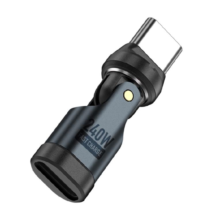 Компактный USB C адаптер с углом 540°, быстрой зарядкой 240 Вт и передачей данных 480 Мбит/с, удлинитель-конвертер Type C