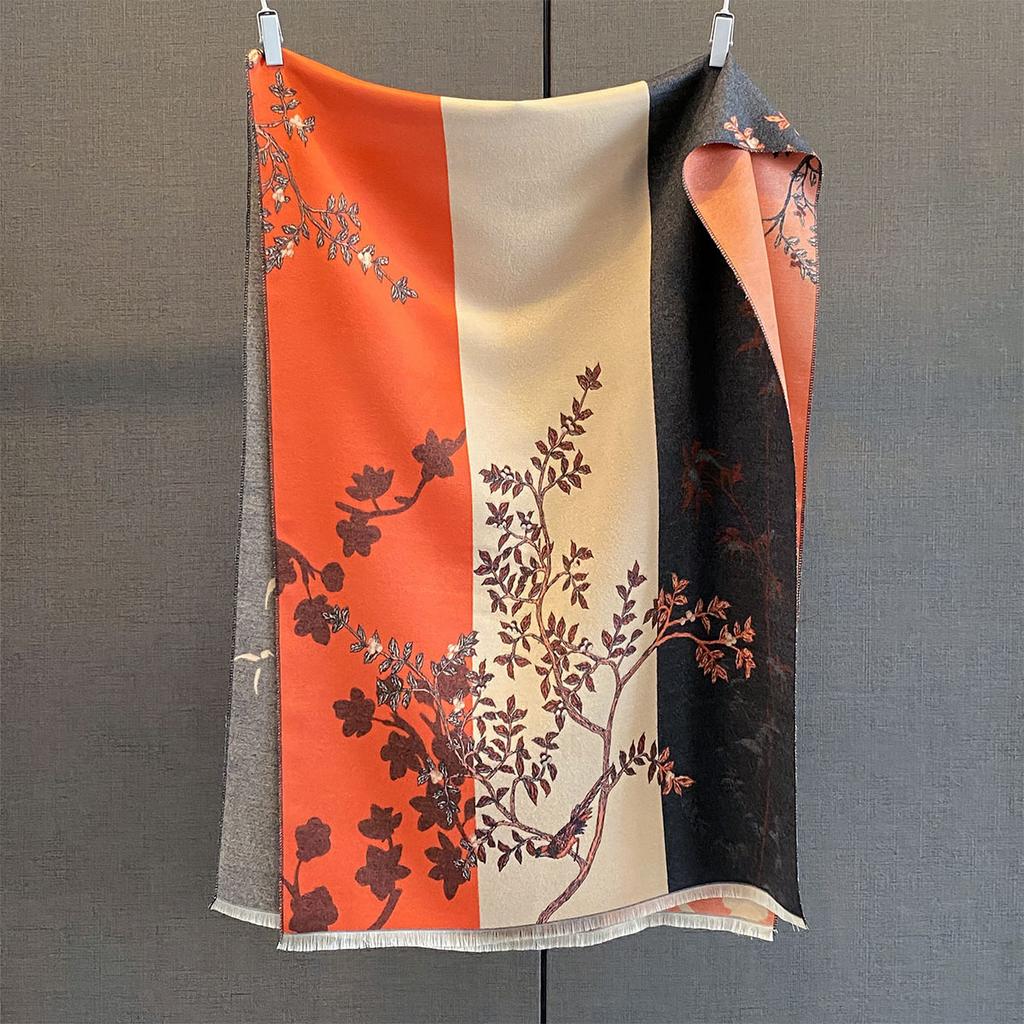 Autumn Winter Thick Warm Shawl Color Matching Cashmere Scarf Luxury Fashion Retro Designer Scarves Bufanda Poncho Echarpe Stoles