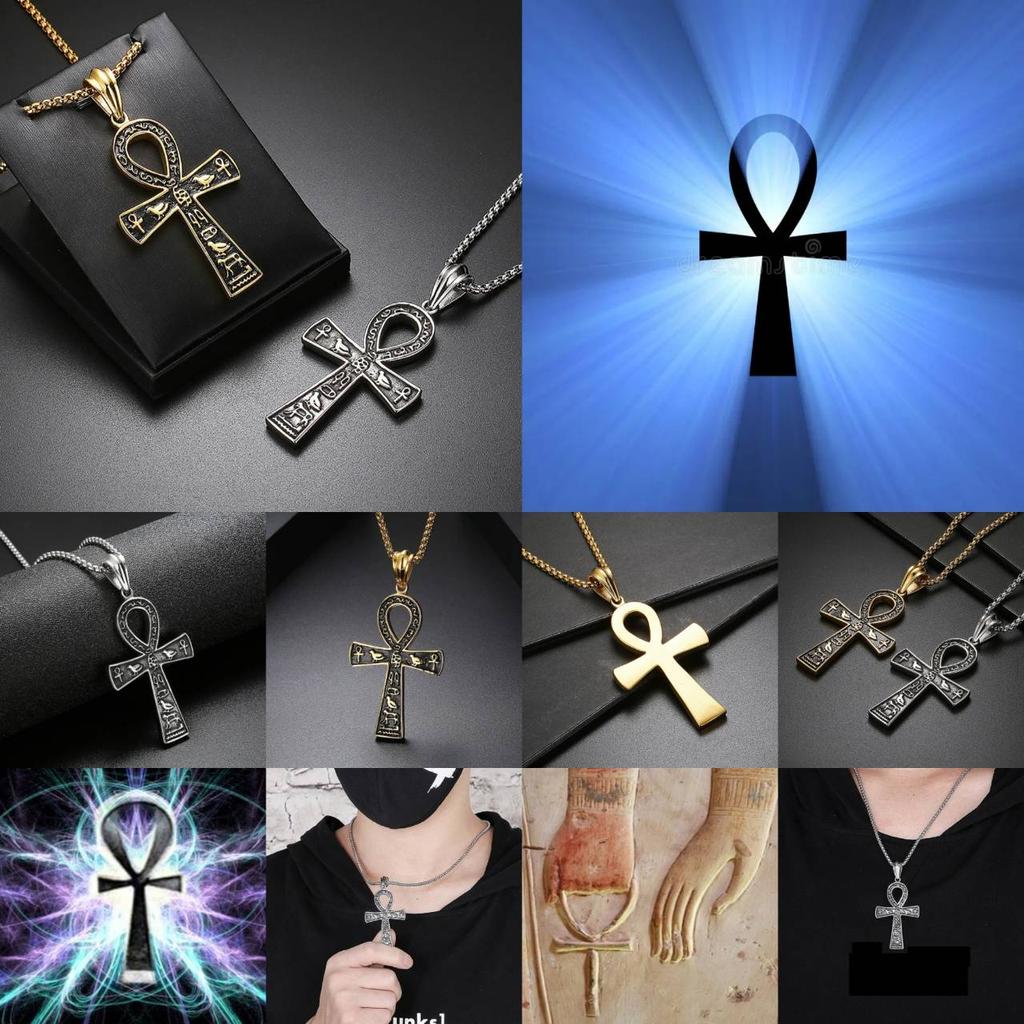 Amulet Talisman Vintage Necklaces Ancient Egyptian Ankh Cross Men Women Stainless Steel Eternity Life Charm Pendant Unisex Jewelry