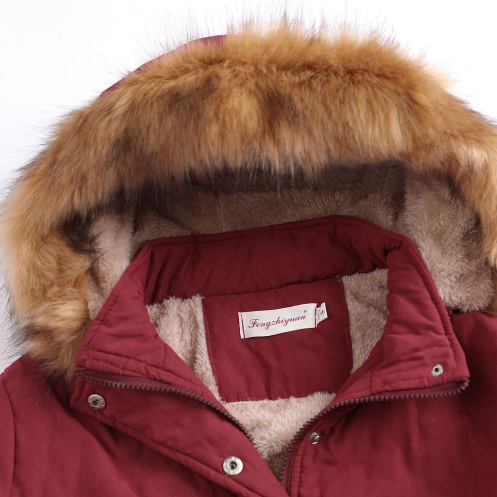 Женская зимняя теплая верхняя одежда с меховым воротником и капюшоном больших размеров, утолщенная свободная женская хлопковая одежда