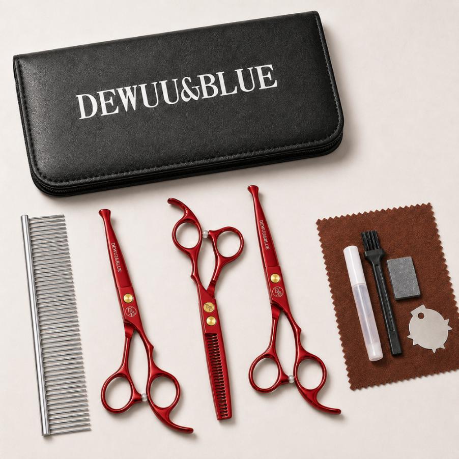 Haircutting Set 2 x Scissors + Detangler 6.0 Grooming Comb 10 in 1 E