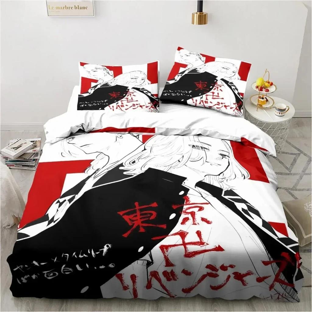 Anime Tokyo Revengers Ryuguuji Ken Sano Manjiro Bedding Set Duvet Cover Sheet Printed Bed Set Pillowcase Bed Comforter Bedroom