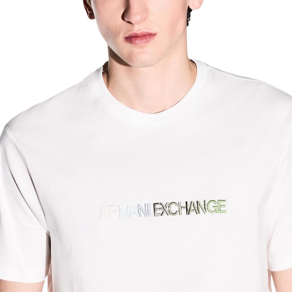 Armani Exchange SS26 Хлопковая облегающая футболка с коротким рукавом и круглым вырезом с вышитым логотипом Мужские топы XM002785-AF10358-U0009