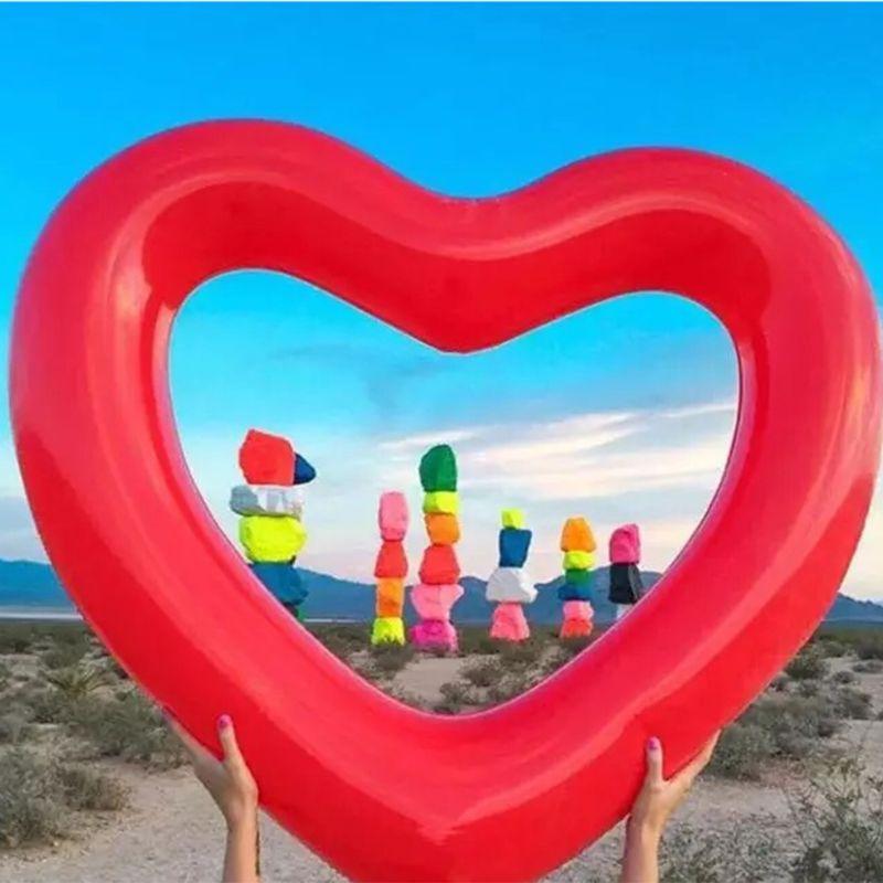 Надувной круг для плавания, красные плавающие инструменты в форме сердца, спасательный круг для бассейна Y51D
