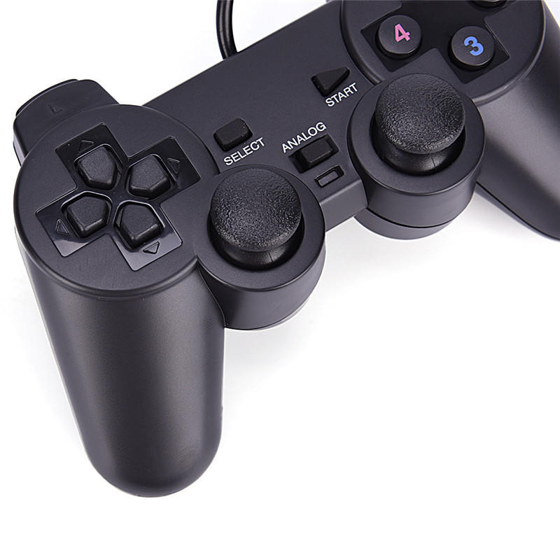 Черный USB Dual Shock ПК Компьютер Проводной геймпад Игровой контроллер Джойстик ESN
