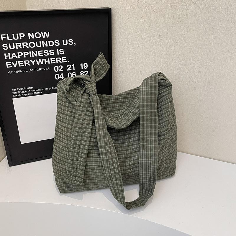 Сумка корейский ленивый стиль сумка под мышкой женская 2025 новая клетчатая сумка-тоут простая и большой вместимости на одно плечо сумка кроссбоди