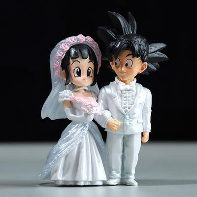 Фигурка персонажа аниме Dragon Ball, 9 см, Сон Гоку, свадебная статуэтка Гоку и Чичи, статуэтка со свадебной сценой, версия Q, ПВХ, модель куклы, игрушки.