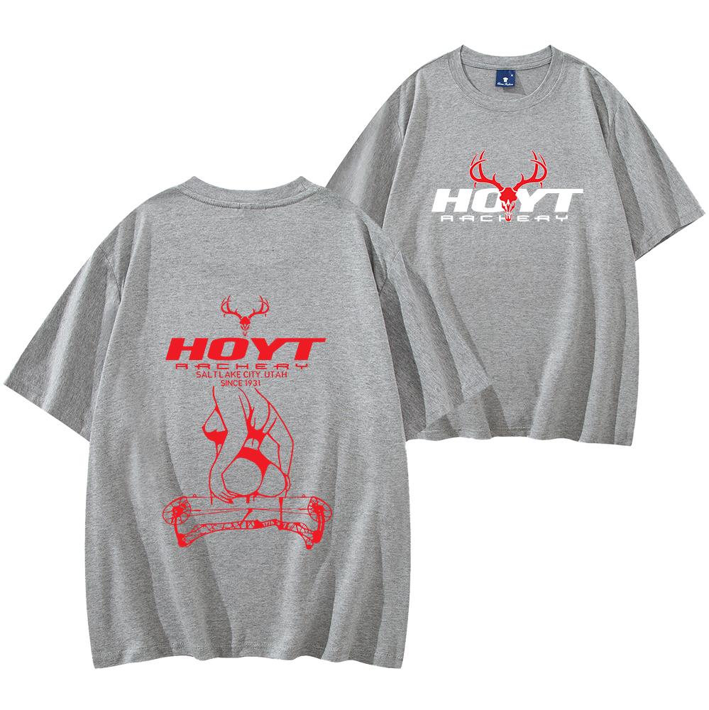 Футболка Hoyt Archery Sexy Girl Унисекс с коротким рукавом Повседневная хлопковая футболка Мужская Женская Уличная одежда Футболка Тактическое снаряжение для любителя охоты