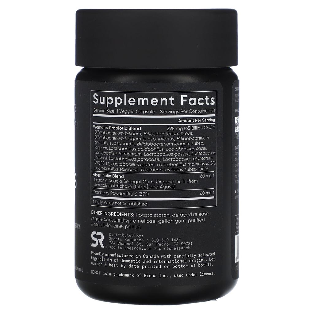 Sports Research Women's Probiotic, Cranberry + Prebiotic, 30 Delayed-Release Veggie Capsules