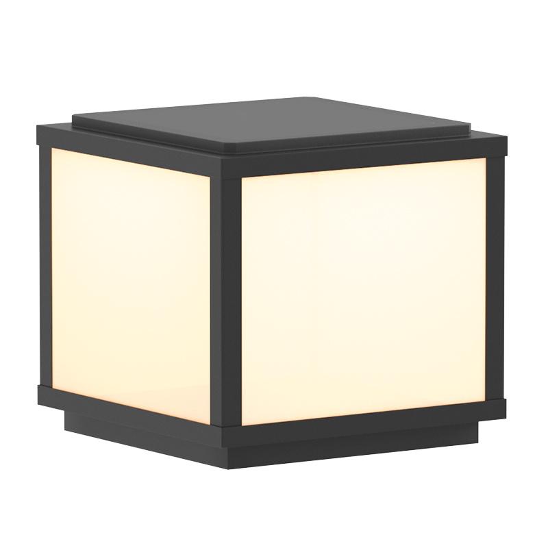 Modern Outdoor IP65 Waterproof Square Gate Fence Garden Post E27 Black Aluminum Villa Courtyard Pillar Light