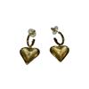 Chanel Heart Pendant Half Circle Double C Earrings Unisex Earrings Gold ABC247-B14727-NS731
