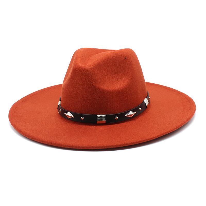9.5Cm Big Brim Woolen Jazz Top Hat Women'S Fashion Casual Big Edge Felt Hat Men'S Jazz Hat