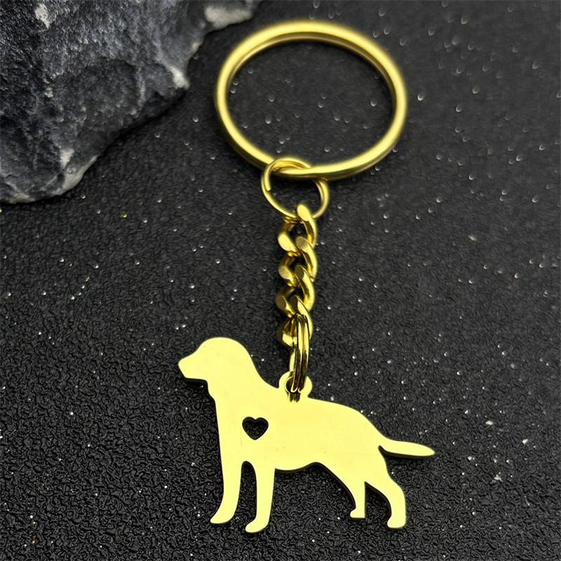 Cute Dog Puppy Heart Labrador Keychain Women Men Stainless Steel Gold Silver Color Animal Pet Lover Family Keyholder Jewelry