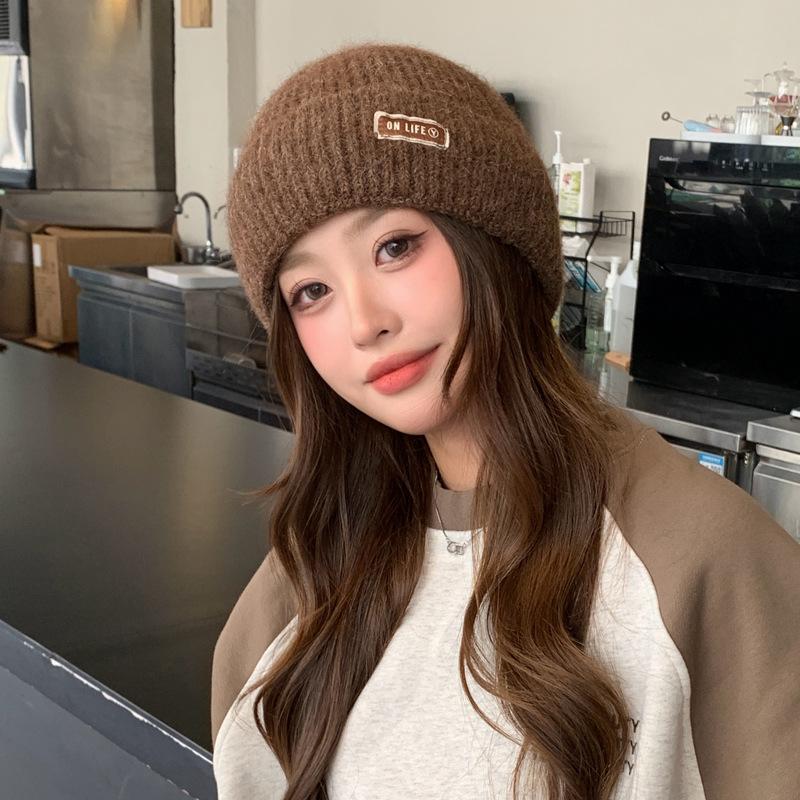 Базовая шапка-бини, модные однотонные вязаные шапки, эластичная шапка-череп, теплые шапки с манжетами для женщин, повседневное использование, осень и зима