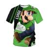Round Neck 3D Super Mario Printed Fashionable Short Sleeved Children's Boy T-shirts - Soft Medium Stretch Polyester Fabric Summer Relaxed Fit Clothing