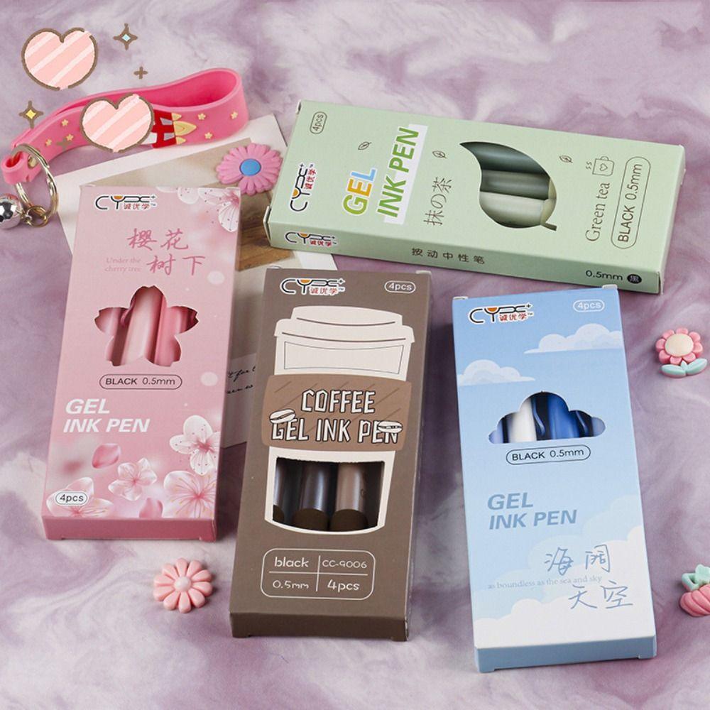 4 шт. Милые 0,5 мм Для письма Креативные канцелярские товары Мягкое прикосновение хлеба Нейтральная ручка Гелевая ручка Шариковая ручка