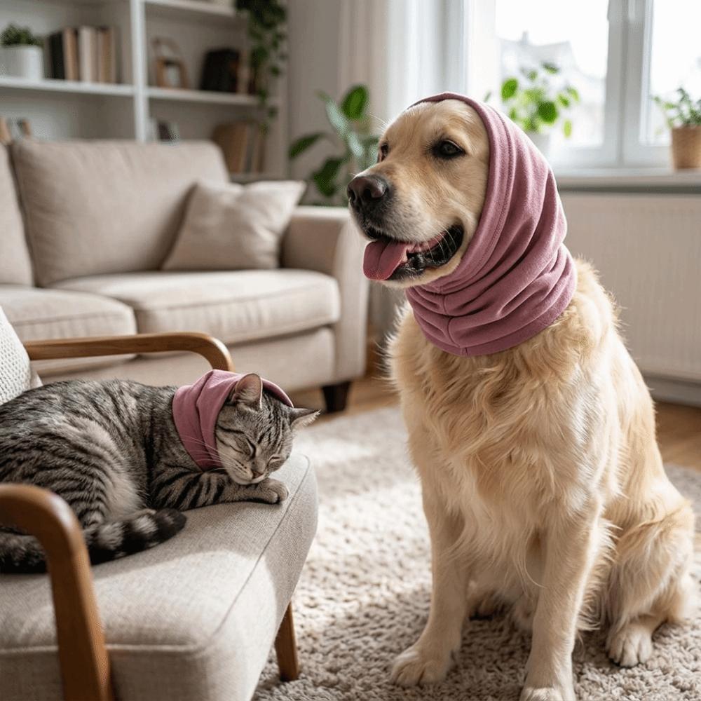 High Stretch Dog Ear Hood Solid Pink Cat Ear Wrap Flexible Cut Noise Block Earmuffs Car Travel