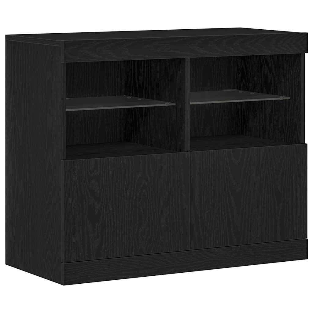 LED Sideboard in Black 81 x 37 x 66.5 cm Particleboard