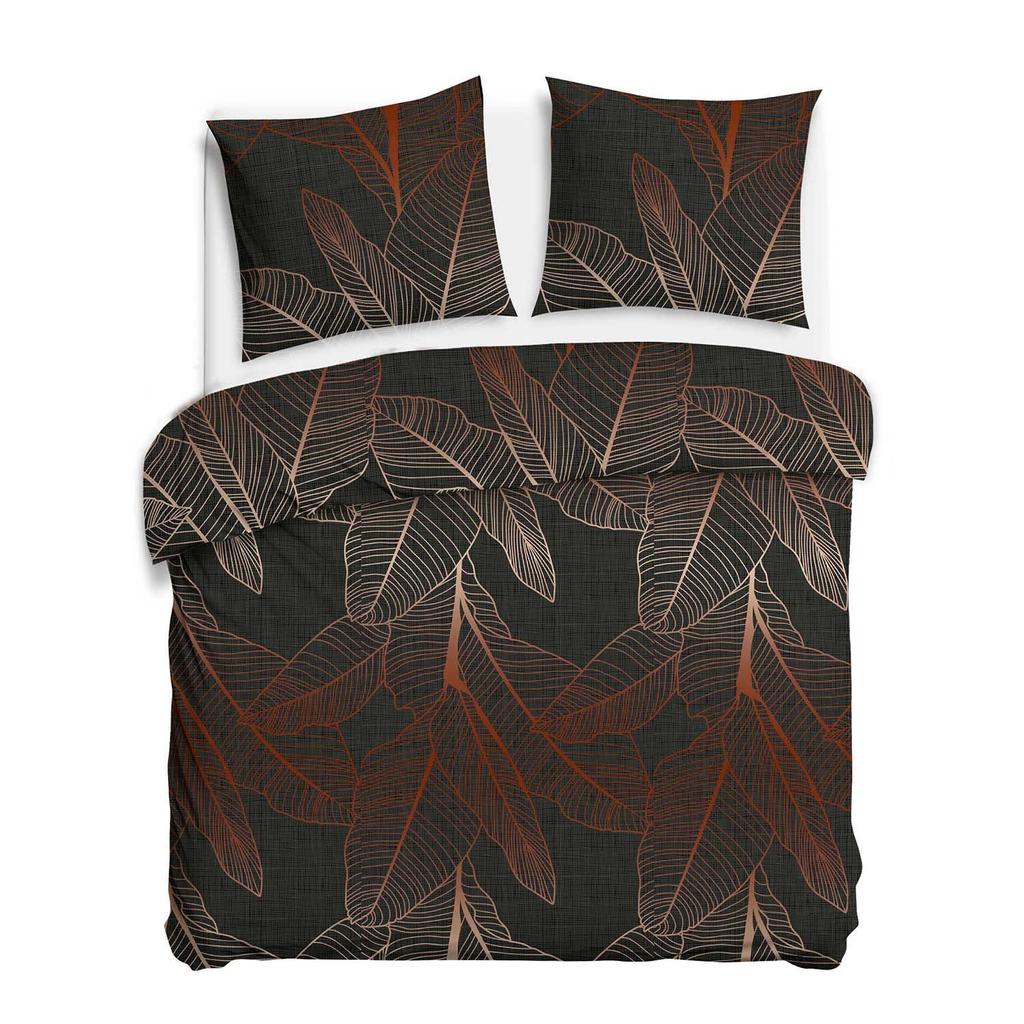 Cotton bedding 220x200 COTTON 100% modern plant pattern graphite background