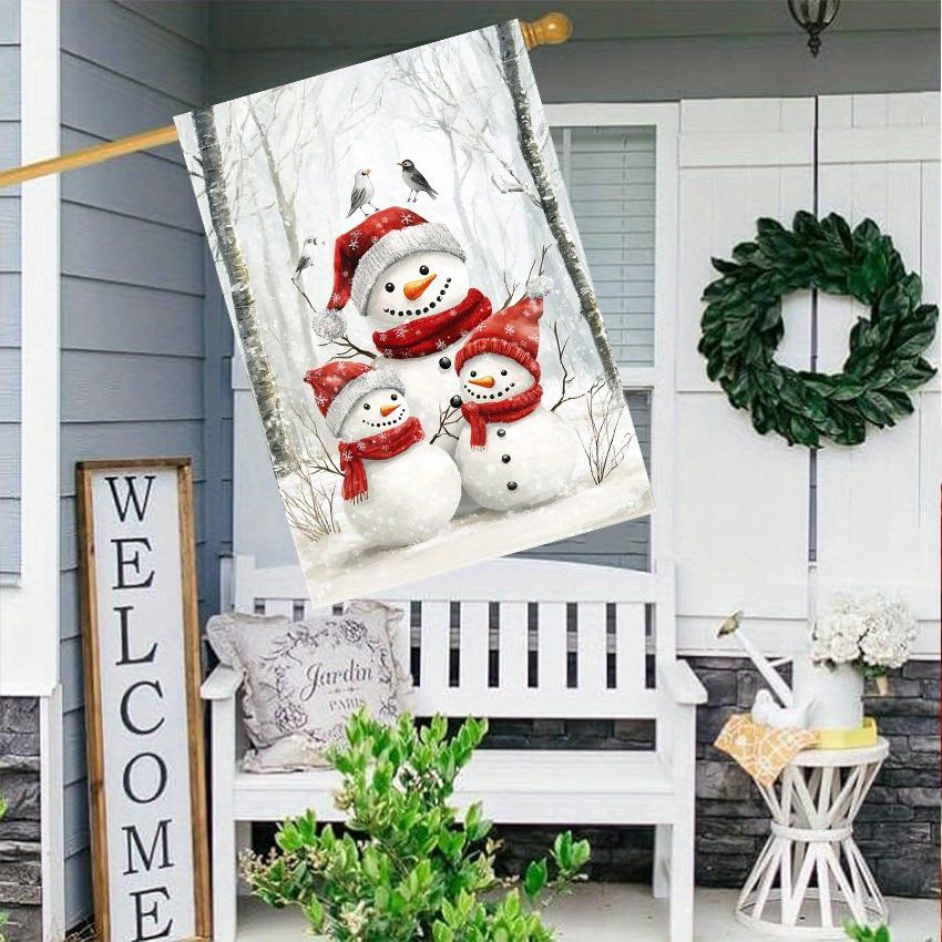 Charming Double-Sided Christmas Garden Flag - Snowman & Snowflake Design, Durable Polyester, Perfect for Outdoor and Yard Decor