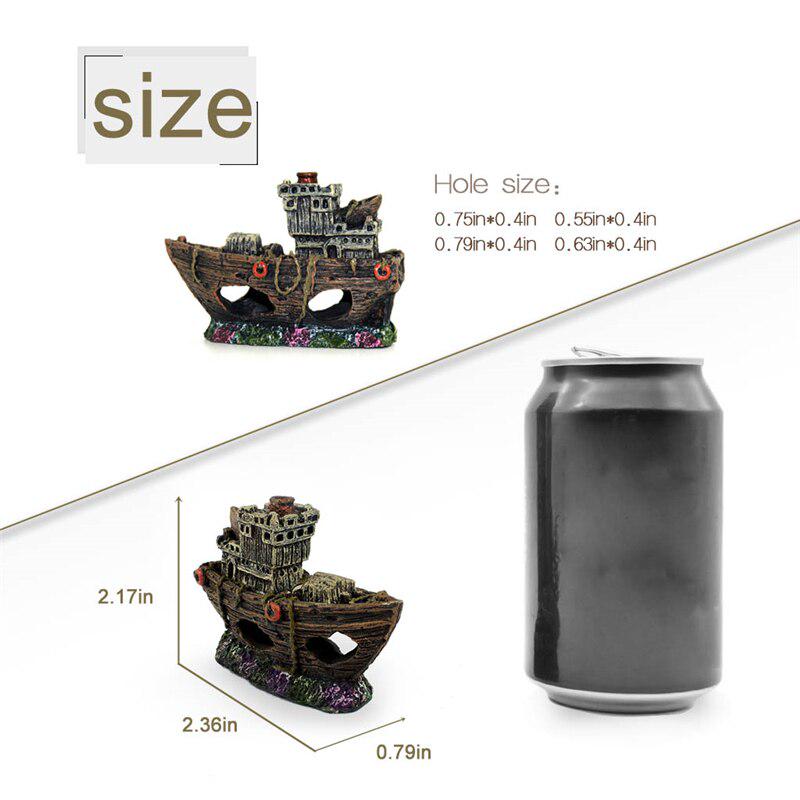 Aquarium Aquarium Landscaping Decoration Decor Mini Shipwreck Crafts Ornaments Resin Boat Shape Fish Tank Decoration Accessories