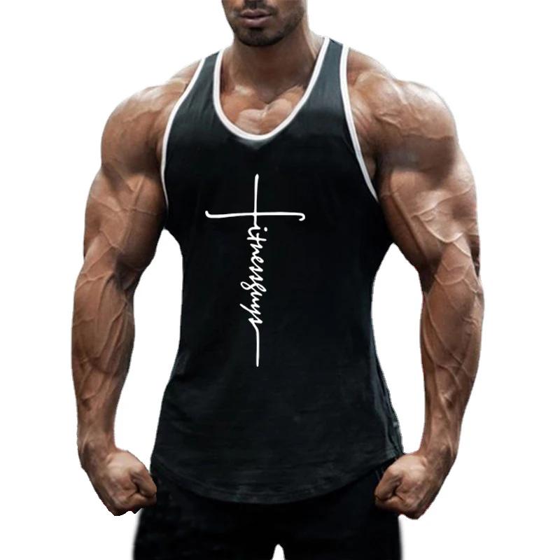 Muscleguys Беговые жилеты Хлопковая спортивная майка Мужские майки без рукавов для зала Фитнес Мужская одежда для бодибилдинга Тренировочные майки