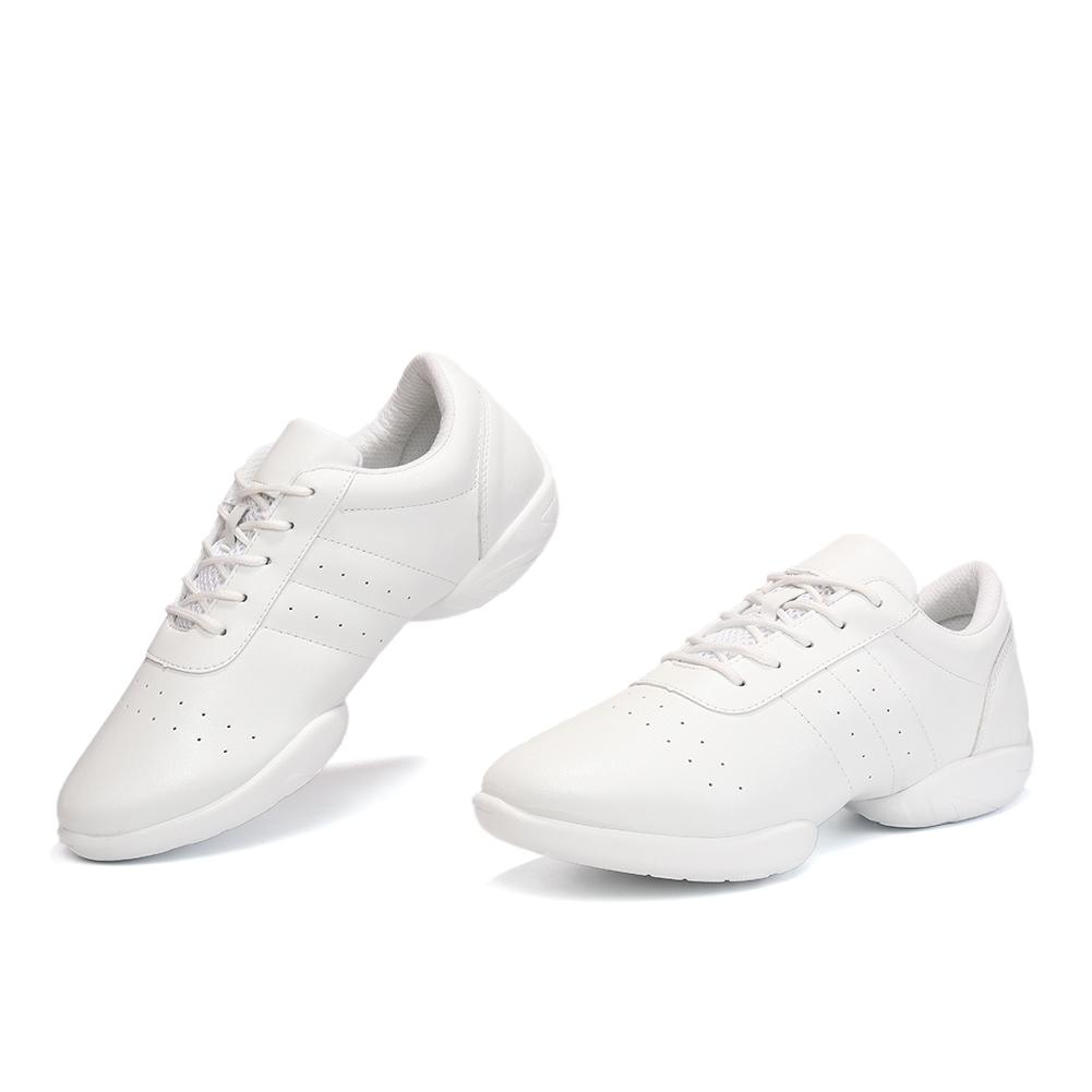 Женские взрослые джазовые танцевальные туфли для квадратного танца, белые кожаные спортивные туфли для женщин, повседневные кроссовки для бега, для улицы