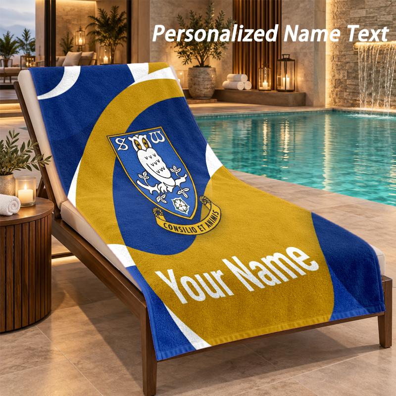 Пляжное полотенце с индивидуальным текстом Sheffield Wednesday FC, большое полотенце для дома, ванной комнаты, пляжа