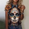 3D Printed Sexy Girls T Shirt For Women Horror Undead Skull Pattern Tees Summer Casual O-Neck Tops Short Sleeves Loose T-Shirts