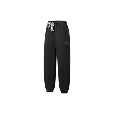 Li Ning X Cyril Artist Collaboration Series однотонные флисовые трикотажные спортивные брюки со средней талией и манжетами, мужские брюки черного цвета AKLTB33-1