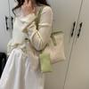 PU Weave Tote Bag Solid Color Beach Straw Handbag Simple Straw Shoulder Bag  Women